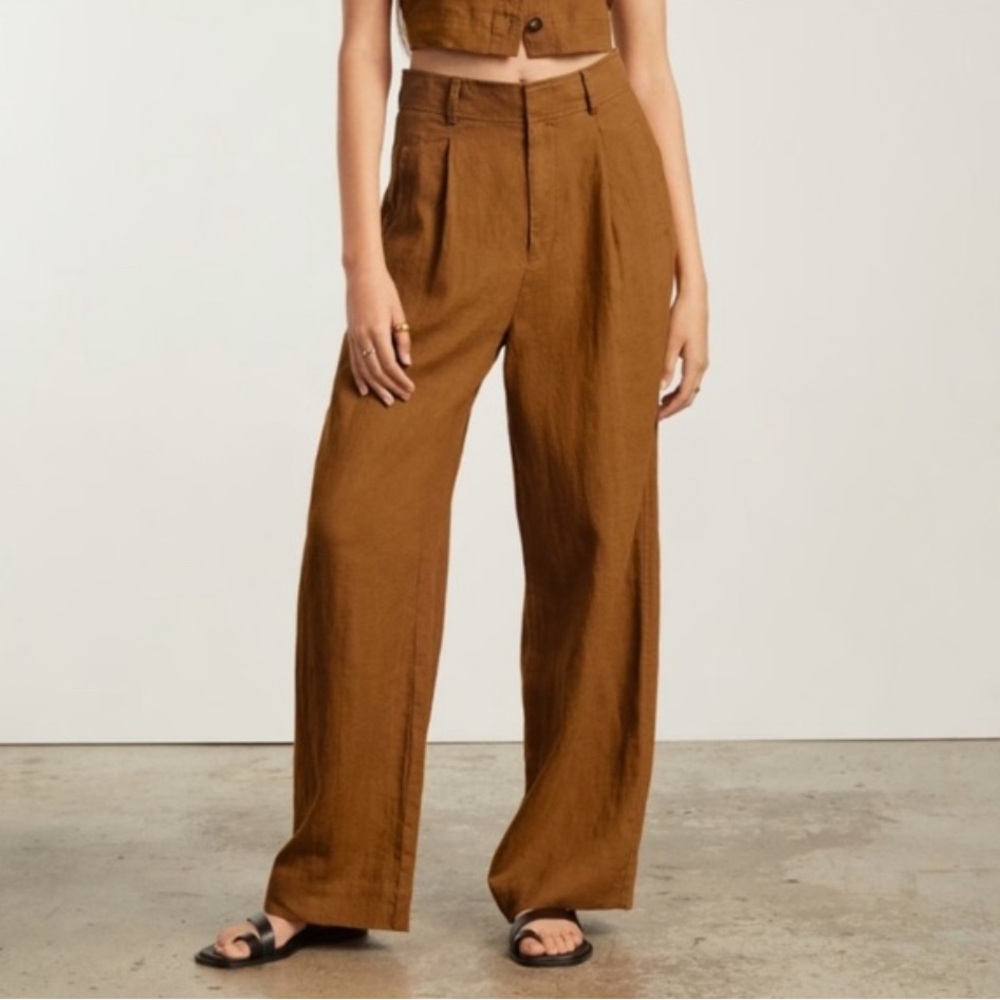 Everlane Tawny Brown Highway Drape Linen Pant